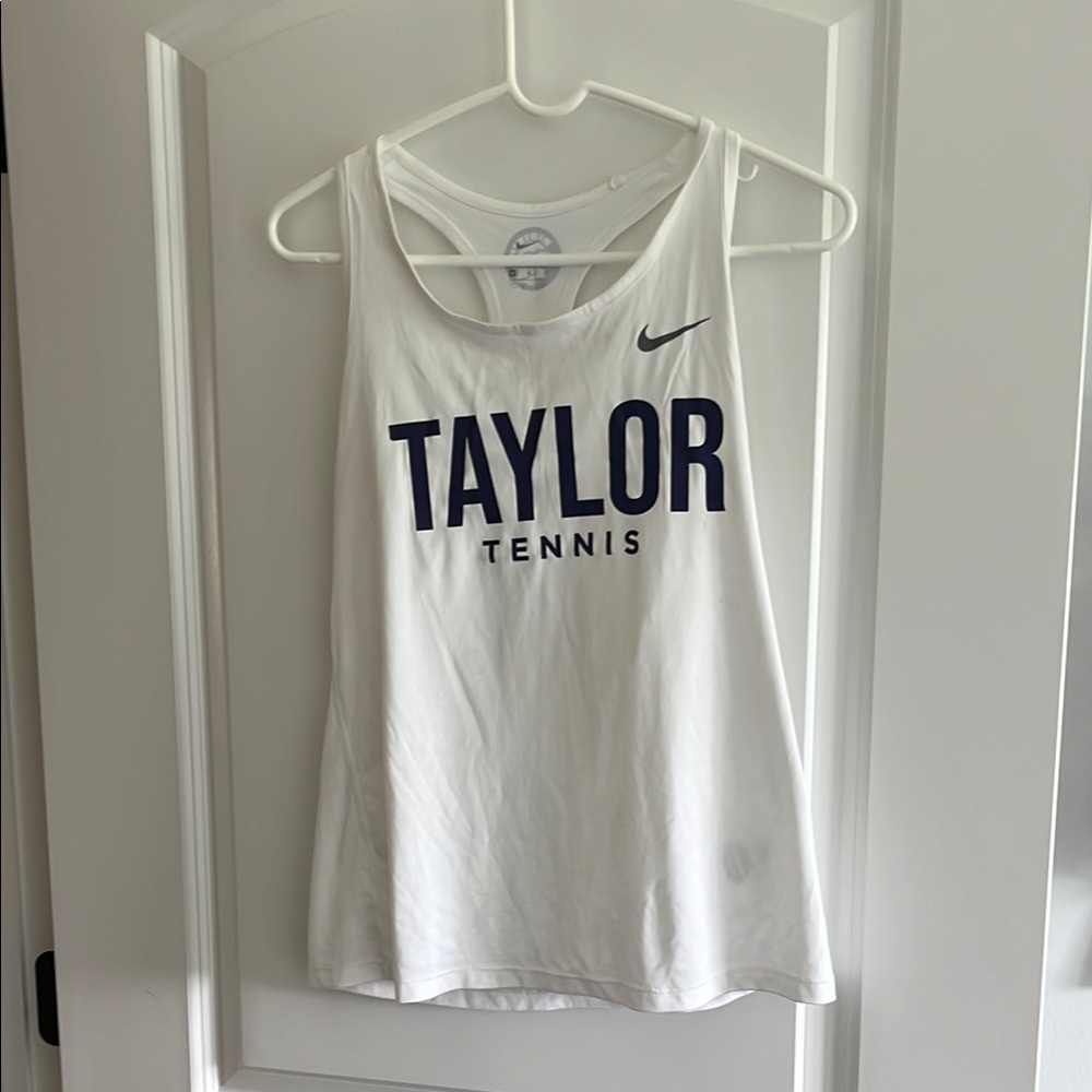 Taylor Tennis Nike White Sports Tank with Purple Print